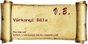 Várkonyi Béla névjegykártya